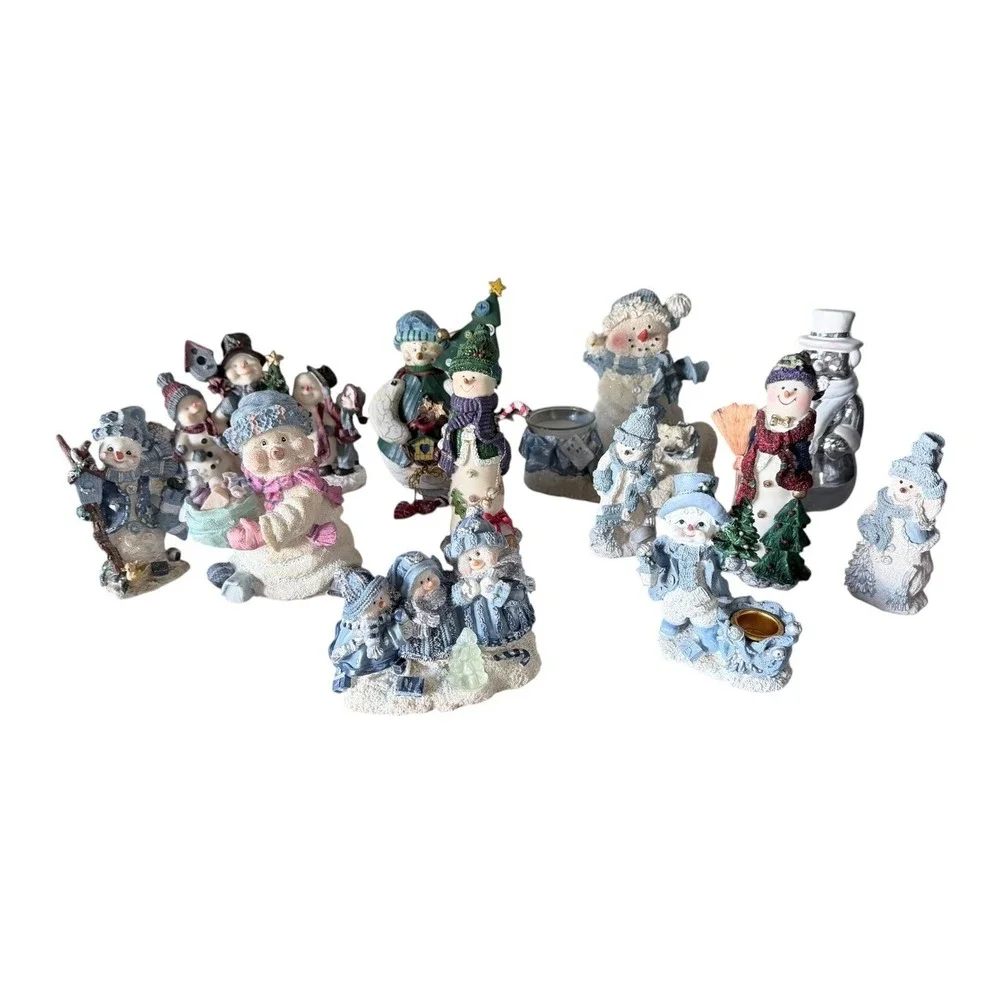 Vintage Snowman Figurine Lot Cornerstone Creations‎ Winter Christmas Decor 12pc